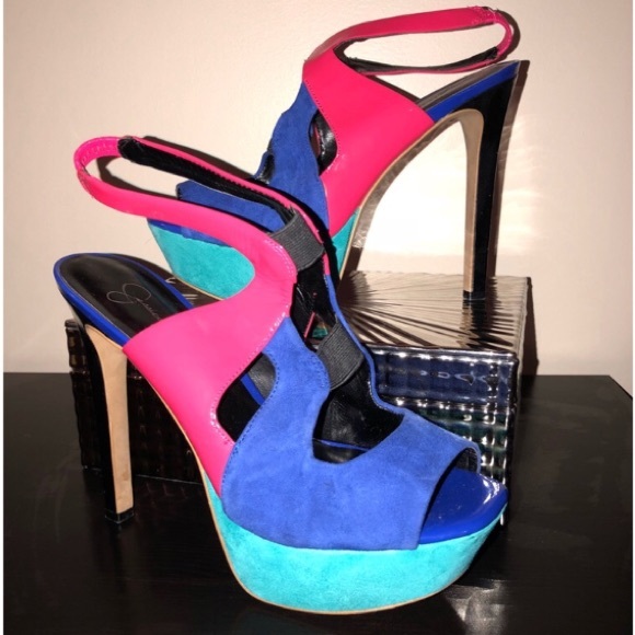 Jessica Simpson Shoes - Jessica Simpson color block heels size 8